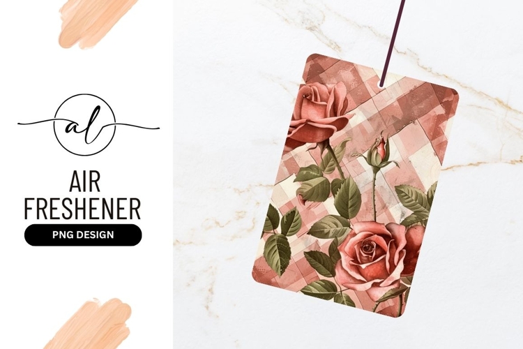 Vintage Pink Roses On Gingham Background Design