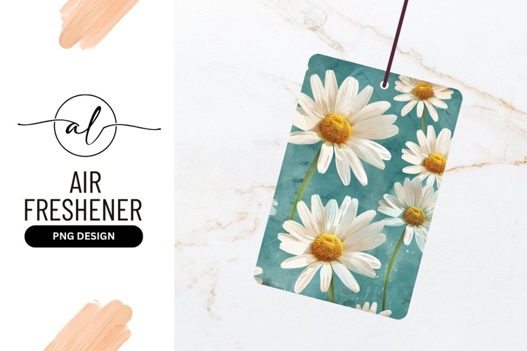 Daisy Flowers Teal Background Air Freshener Png