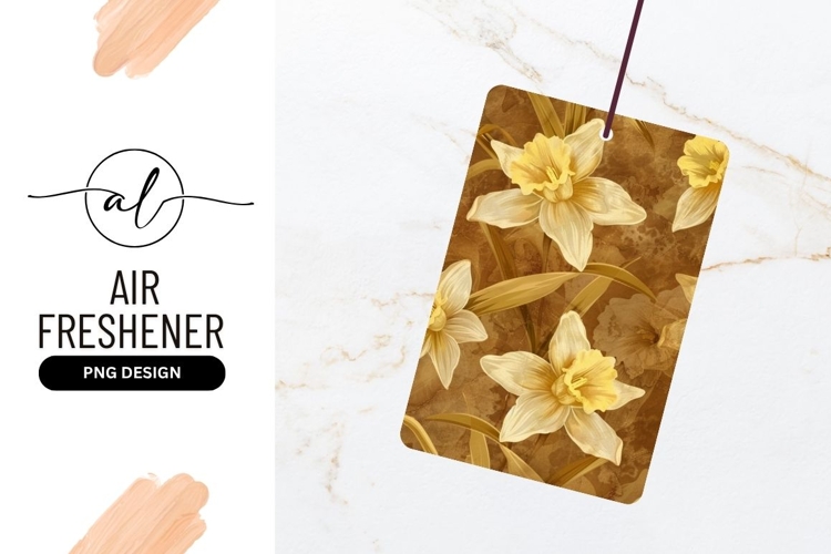 Floral Daffodils Pattern With Brown Background