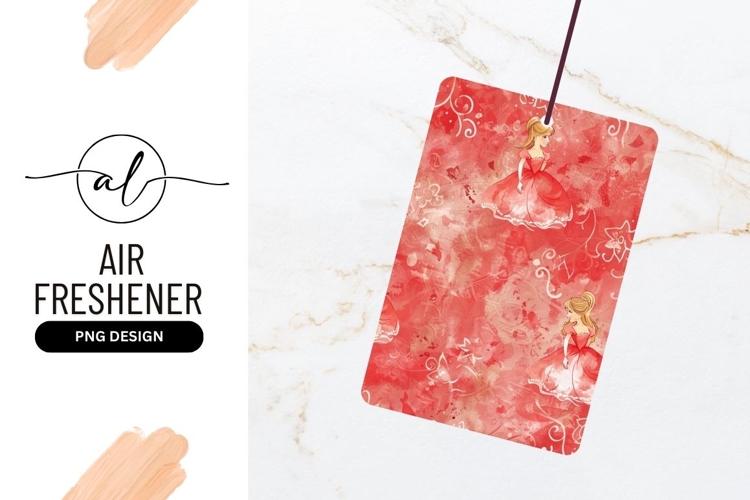 Red Dress Princesses Illustration with Floral and Swirl