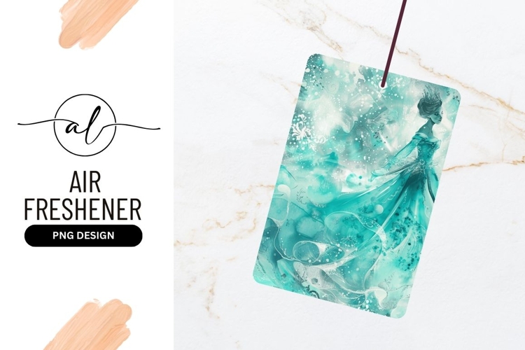 Teal Gown Illustration of a Woman with Crown in a Wintery