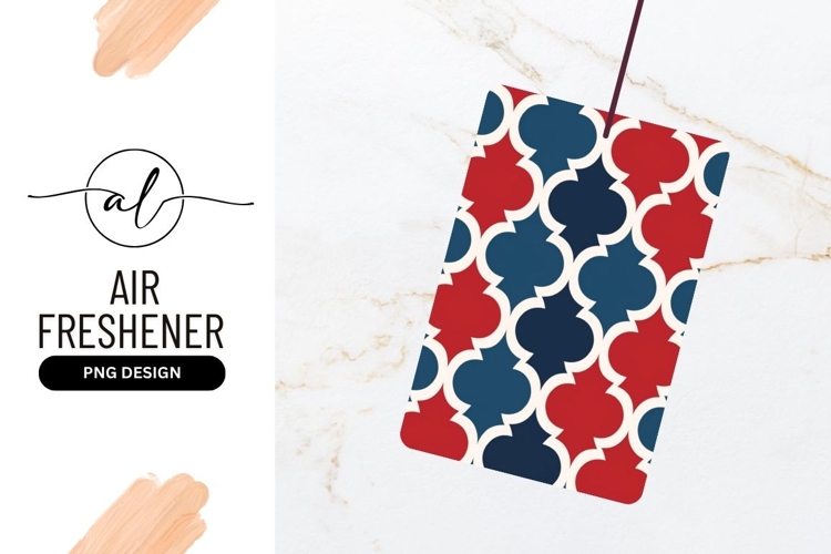 Red and Blue Quatrefoil Pattern with White Outlines