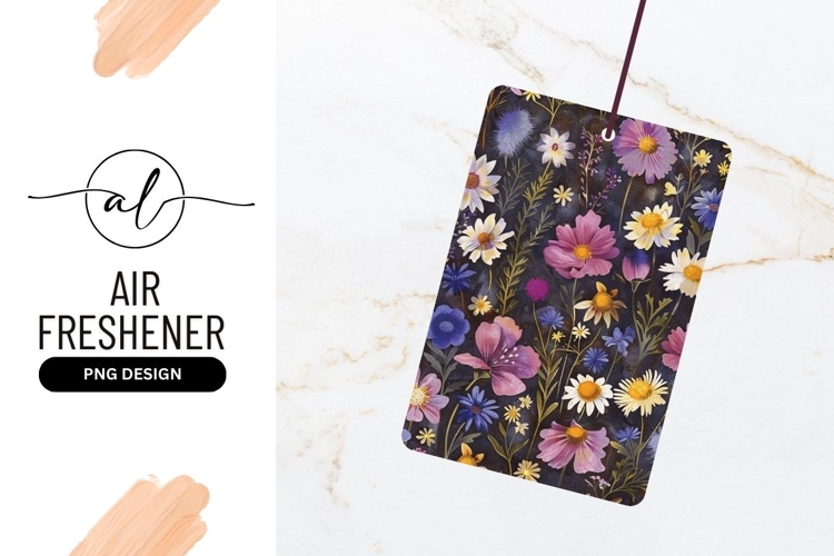 Watercolor Floral Pattern with Daisies Cosmos and Various