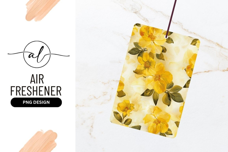 Watercolor Floral Pattern of Yellow Flowers and Green Leaves