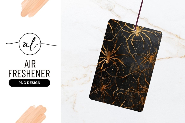 Gold Spiders and Webs on Black Background Halloween Texture