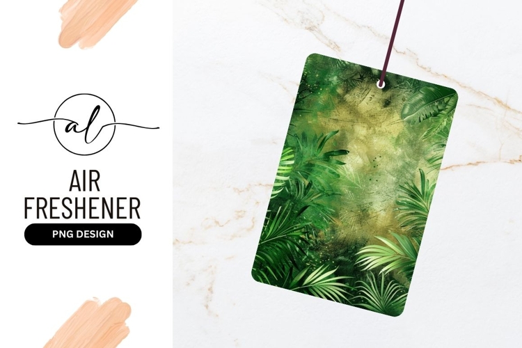 Green Tropical Foliage Background with Palm Leaves