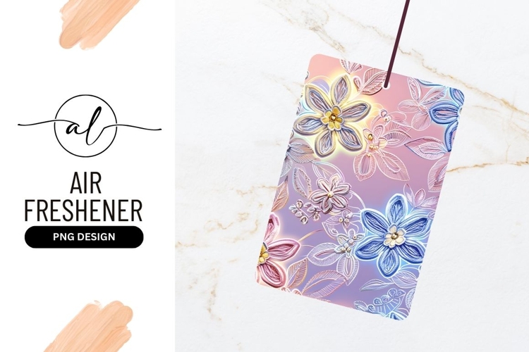 Floral Pattern With Decorative Outlines Air Freshener Png
