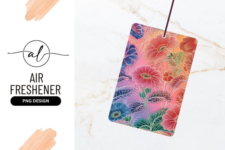 Colorful Floral Pattern with Outlined Flowers and Leaves