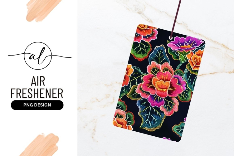 Embroidered Floral Pattern with Vivid Colors on Dark
