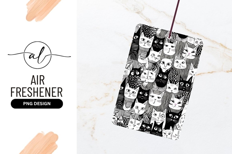 Black and White Cat Faces Pattern Illustration cats