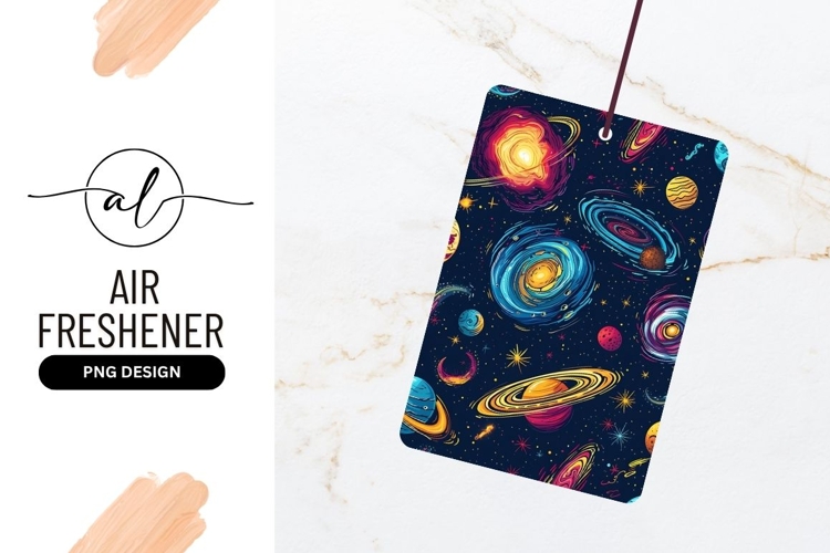Vivid Cartoon Galaxy Planets And Stars Pattern example image 1