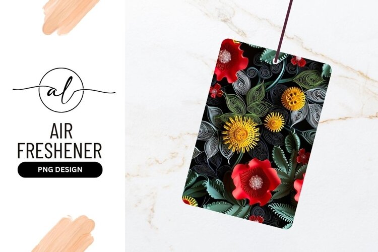 Floral Paper Cutout Illustration with Red Yellow and Green example image 1