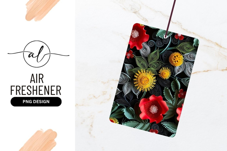 Floral Paper Cutout Illustration with Red Yellow and Green