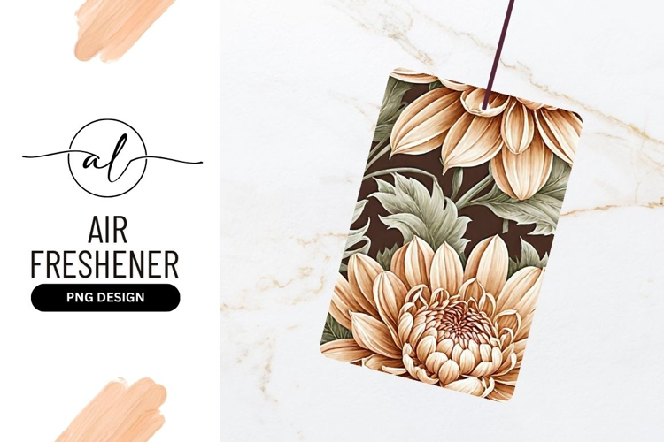 Floral Pattern with Beige and Brown Flowers and Green Leaves