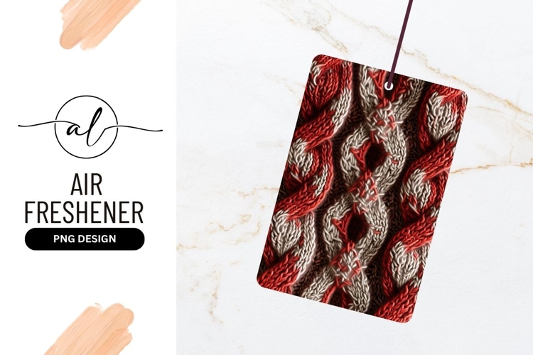 Knitted Cable Pattern in Red and White Yarn Texture