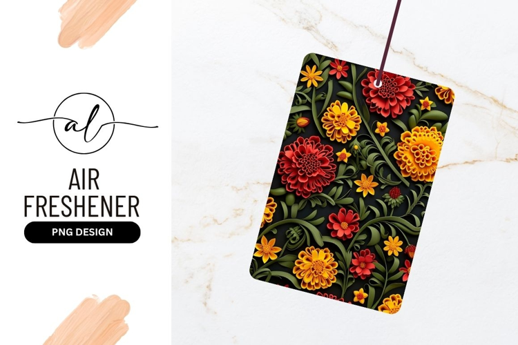 Floral Pattern with Red Yellow Flowers and Green Leaves