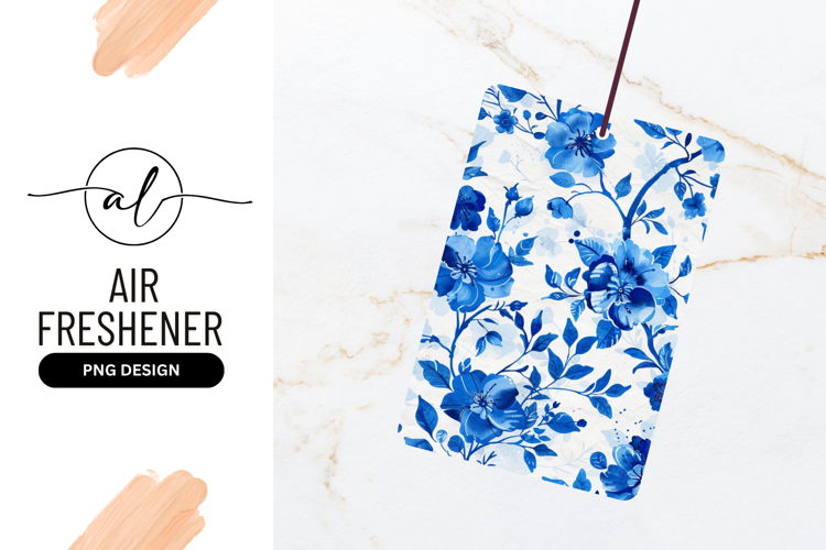 Blue Floral Pattern Watercolor Style Air Freshener