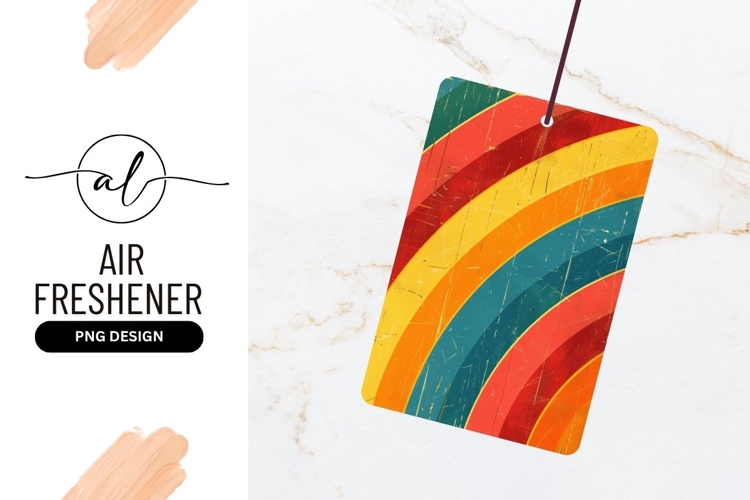 Retro Rainbow Arcs in Red Orange Yellow Teal with Grunge