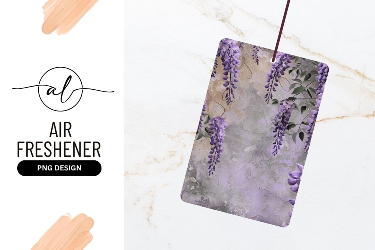 Purple Wisteria Flowers Hanging Against a Textured