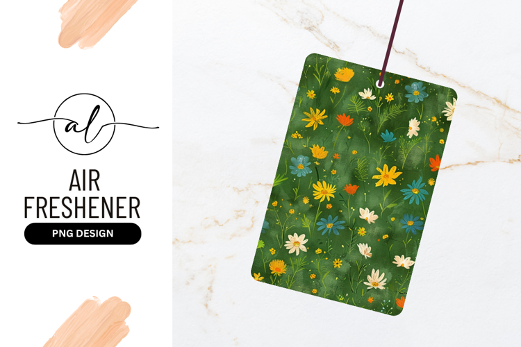 Colorful floral pattern with yellow orange blue and white