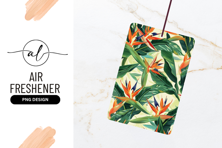 Bird of Paradise Flowers and Green Leaves Pattern