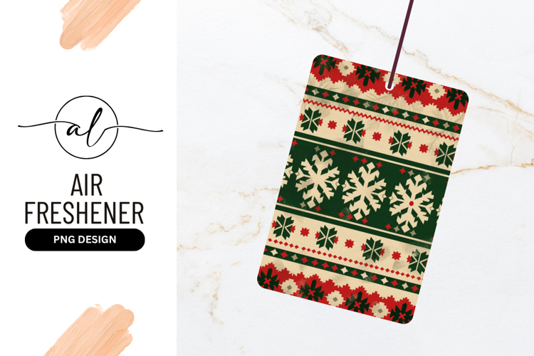 Festive Pattern with Red Green and Beige Geometric Snowflake