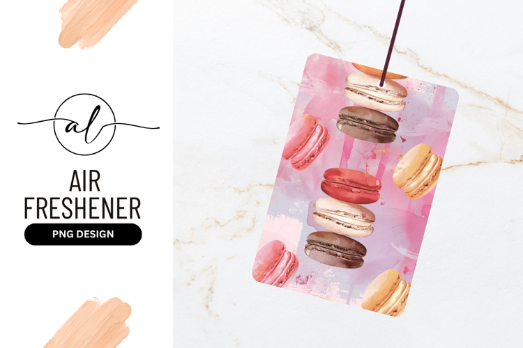 Watercolor Macarons in Various Colors on Pink and Purple