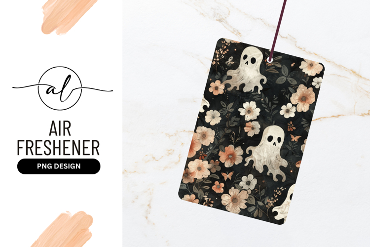 Halloween Ghost Floral Pattern with Ghosts Flowers