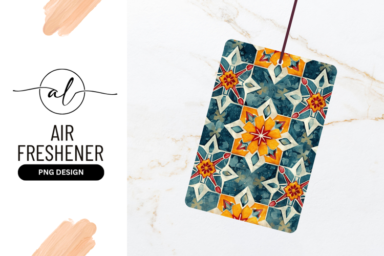 Decorative Tile Pattern with Orange Yellow and Blue Floral