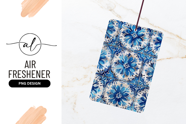 Blue and White Floral Tile Pattern Repeating Design