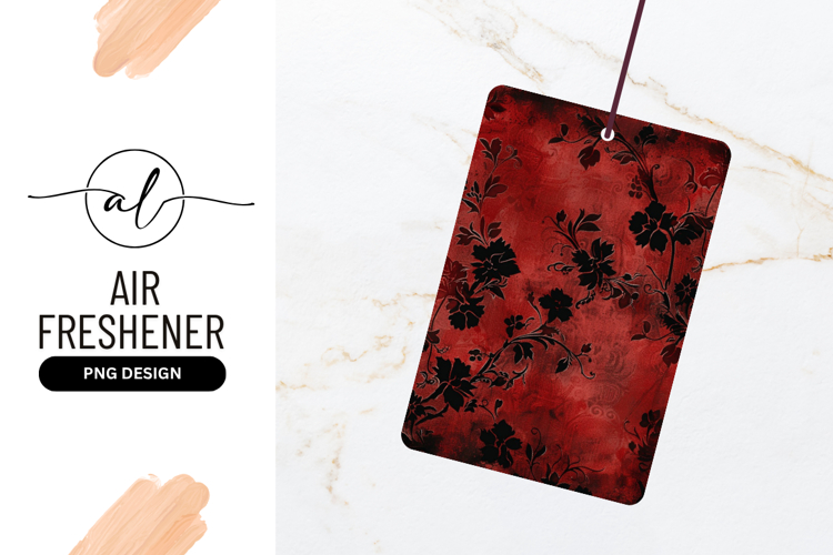 Red and Black Floral Patterned Background with Silhouetted