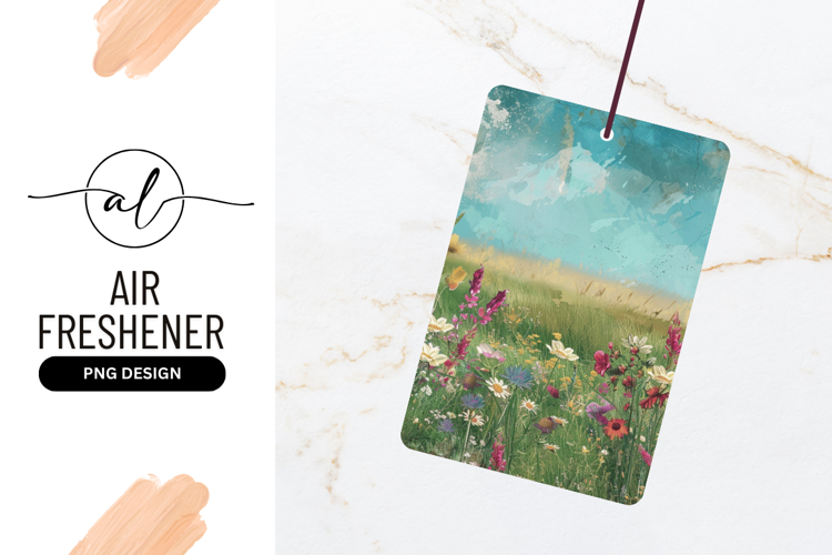 Floral Watercolor Background With Sky And Grass