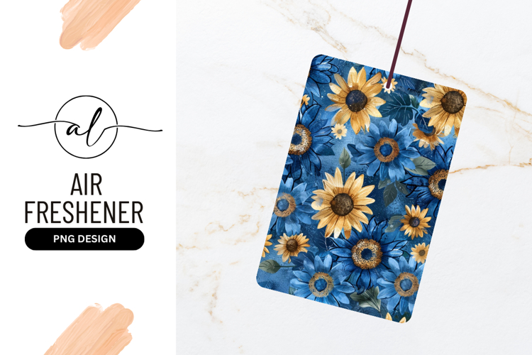 Blue And Yellow Sunflower Pattern Air Freshener Png