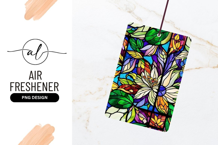 Floral Stained Glass Window Colorful Pattern Air Freshener