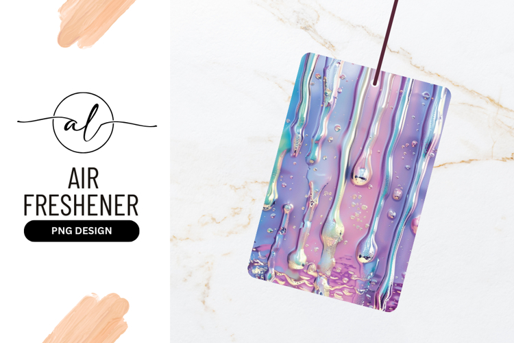Holographic Fluid Texture With Droplets Air Freshener Png