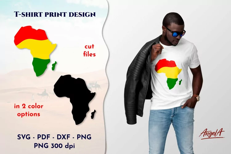 Africa silhouette map. Jamaican, black colors. SVG