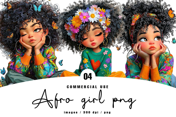 Afro Girl Png Sublimation