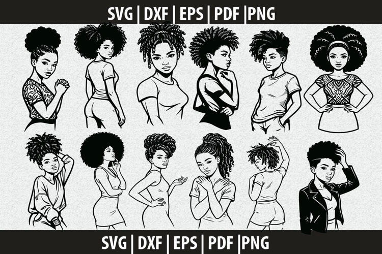 Afro Girl Fashion Look SVG Cricut Cut File