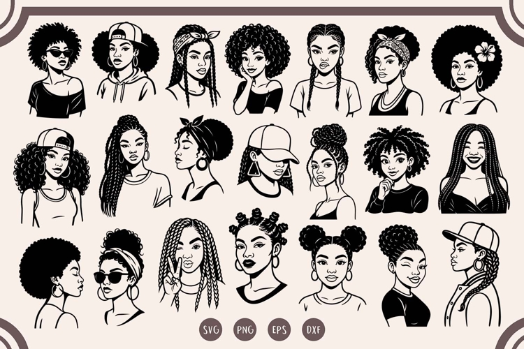 Afro Woman SVG Bundle | 24 Black Girl Clipart Designs