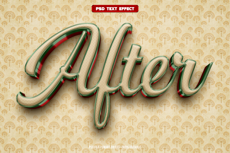 After 3D editable text effect