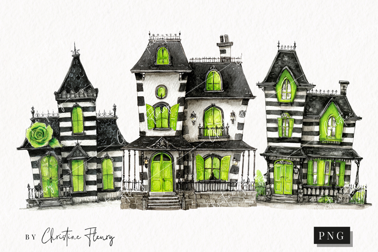 Whimsical Haunted House Clipart | Halloween PNG