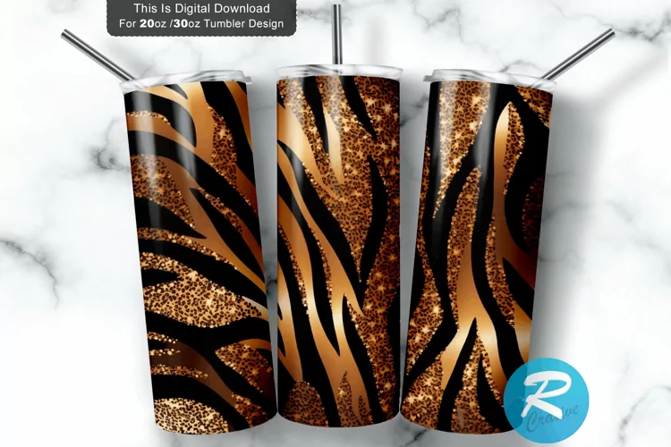 Agate Glitter Tiger Leopard 20oz/30oz Skinny Tumbler
