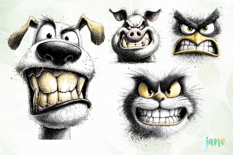 Aggressive Animals Head Clipart