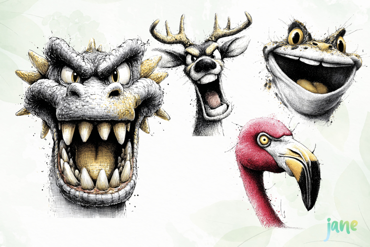 Aggressive Animals Head Clipart