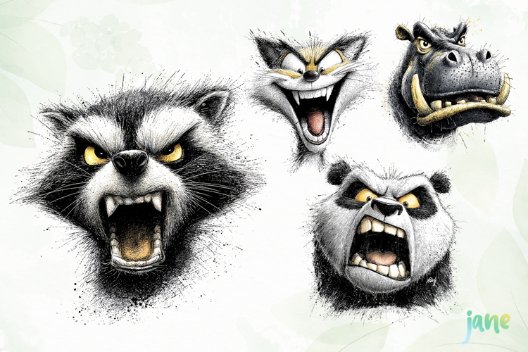 Aggressive Animals Head Clipart
