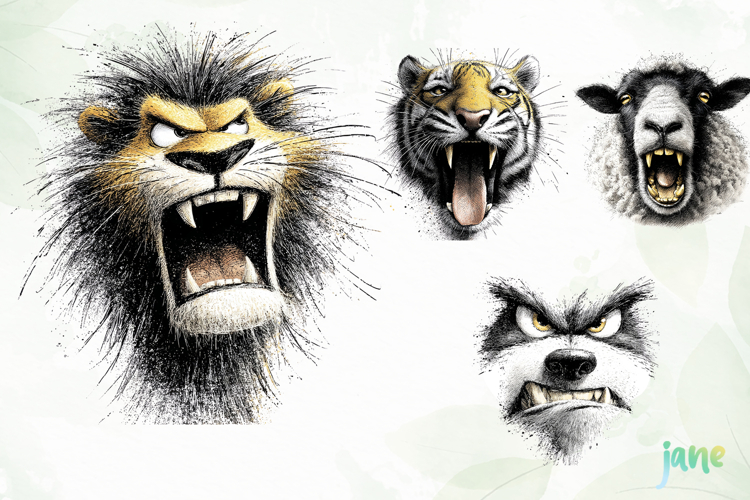 Aggressive Animals Head Clipart