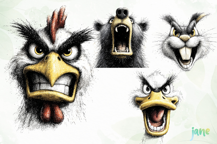 Aggressive Animals Head Clipart