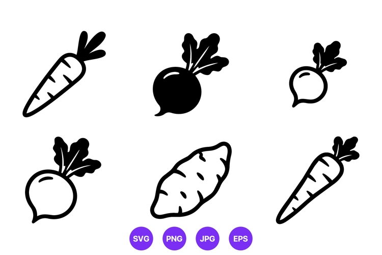Carrot and Beet Root Vegetable Vector Art