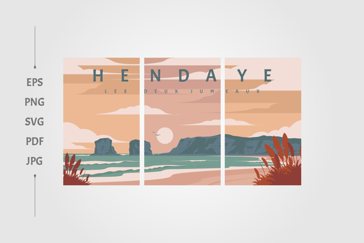 Hendaye Les Deux Jumeaux vintage poster