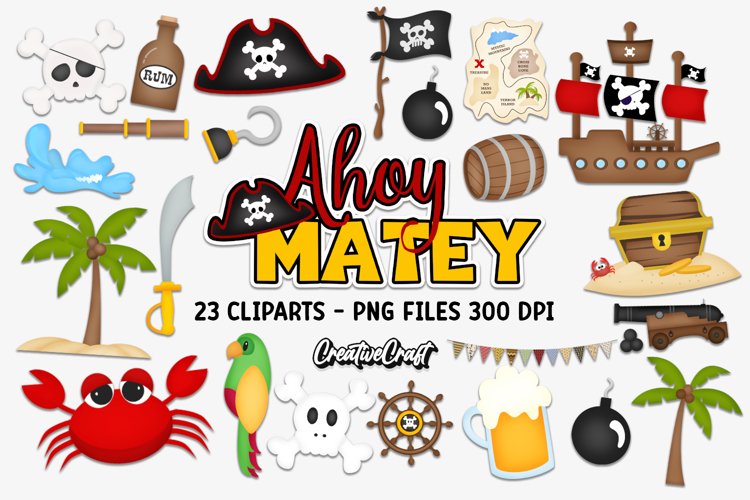 Pirates Clip Arts, sublimation designs, nautical cliparts example image 1